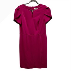 Shelby & Palmer Magenta Pink Keyhole Sheath Dress Size 16 Short Sleeve Crepe
