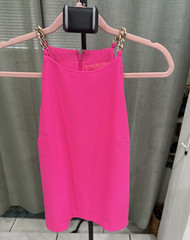 Lilly Pulitzer Pink Solid Top Spaghetti Strap Chain Zip 0