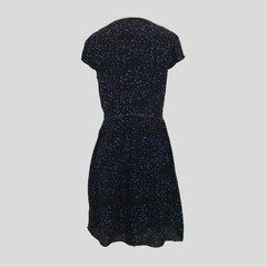 Comptoir Des Cotonniers Blue Black Geometric Cap Sleeve Mini Dress Womens 38 S