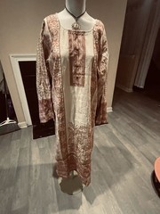 Boho Caftan Maxi Mauve Floral Embroidered Dress