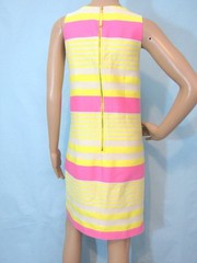 LOFT Size 8 Beige, Yellow & Pink Striped Sleeveless Shift Dress