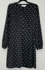 LOFT Black & White Polka Dot Button Front Dress Size 6