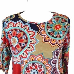 Pink Lily Mini Paisley Print Long Sleeve Shift Dress with Pockets, Size Small