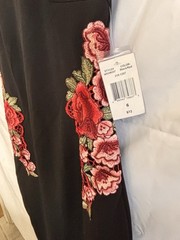 Rebecca b Black Dress With embroidery roses on side Size 6