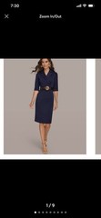 NWT Donna Karan Women’s 3/4 Sleeve Belted Sheath Dress Color Eclipse Size 8
