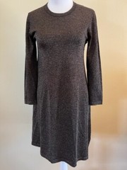 J McLaughlin Kaya Swing Dress Black Gold Metallic Long Sleeve Capsule XMAS XS