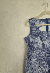 Focus Women Dress 10 Blue Printed Cotton Blend Sleeveless Casual Mini Sheath