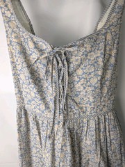 Christy Dawn Adele Dress Blue Floral Stripe Piping 100% Regenerative Cotton XS
