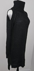 NEW John + Jenn Charcoal Gray Knit Sweater Dress Turtleneck Cold Shoulder Small
