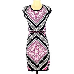 NWT $258 Ali Ro Mandala Pattern Knit Mini Dress Women&rsquo;s M Pink & Black Medium