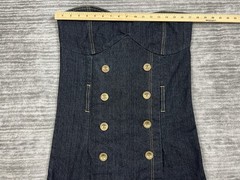 Gold Flava Dress Womens Medium Blue Denim Dark Wash Mini Cotton Blend