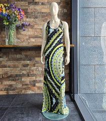 Emilio Pucci SS12 Jersey Psychedelic Print Dress With Black Lace Details IT44