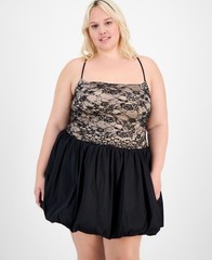 B Darlin Trendy Plus Size Lace Bubble-Hem Dress Juniors 22W Oxford Sleeveles $89