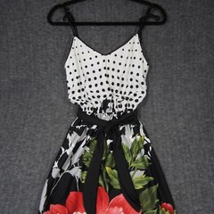 Vtg Mary Martin Florida Maxi Dress Sz 6 Floral Polka Dot Strappy Belted Boho 70s