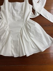 NWT The Vintage Shop White Bow Back Cotton Fit and Flare Mini Dress Sz Med 🧡🍄
