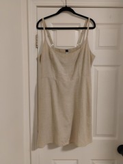 Old Navy Women&rsquo;s Beige Linen Cami Mini Fit Flare Sun Dress in Size XL