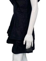 Isabel Marant Etoile Women&rsquo;s Audrey Linen Black Ruffled Short Mini Dress S 36