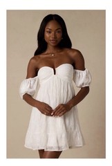Lulus White Embroidered Off The Shoulder Mini Dress Size XL