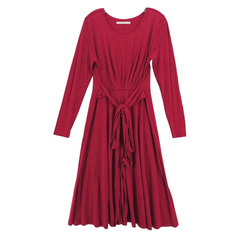 PERUVIAN CONNECTION Grenadine Celeste Midi Dress Belted Pima Cotton Blend LARGE
