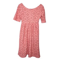 Zara Peach Lace Fit & Flare Lace 3/4 Sleeves Midi Dress Women’s Size Small