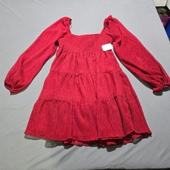 Altar&rsquo;d State Mini Dress Women Small Red Smocked Tiered Long Sleeve ID3729