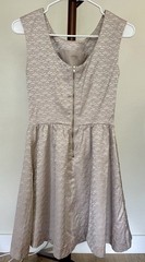 H&M Women’s size 6 Beige Solid Jacquard Scoop Neck A-Line Knee Dress Lined