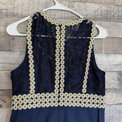 Lilly Pulitzer Leigh Stretch Shift Dress In True Navy Gold Lace Size 2
