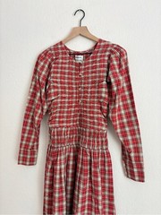 NWT Damson Madder Sienna Smocked Plaid Midi Dress