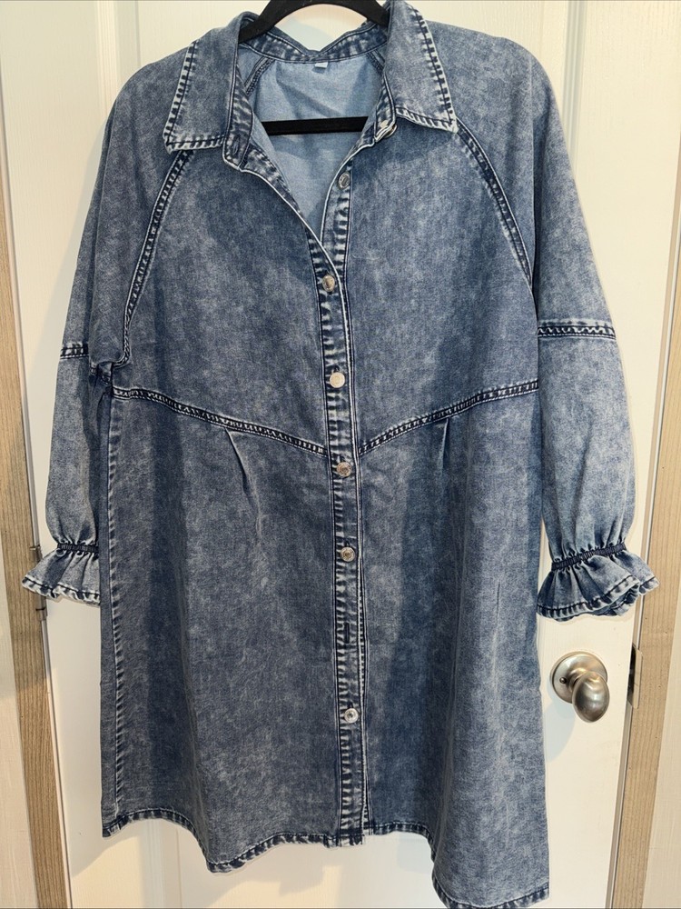 WOMENS DRESS-MIDIROSS-DENIM ACID WASH BLUE SIZE MEDIUM NWOT