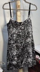 VINTAGE Betsey Johnson L Black/White Abstract Mini Dress Ruffle