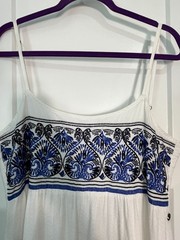 Roxy White Embroidered Open Back Midi Dress XLMediterranean Boho Resort Vacation