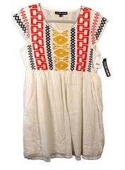 Design Lab Lord & Taylor White Embroidered Boho Mini Dress New L