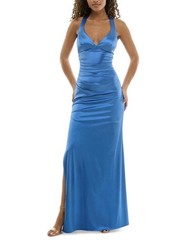 B. Darlin Juniors&rsquo; Strappy-Back Satin Gown – Cornflower – 11/12