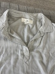 THREAD & SUPPLY Blue White Pinstriped Shirt Dress Pockets Medium Beach Coastal