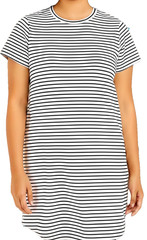 Member’s Mark Women’s XL Black White Striped Sandwash Maxi Dress Stretch NWT