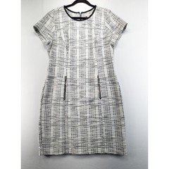 CB Established 1962 Womens Plaid Sheath Dress Black White Size 14 Short Sleeve
