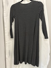AE Soft & Sexy Women’s XS Black White Striped V-Neck Knit Dress
