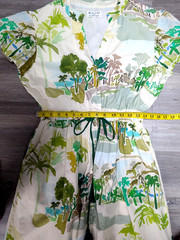 Beau & Ro Midi Dress Size L Short Sleeve Digital Print Drawstring Pockets