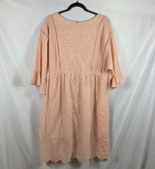 Petallush Pink Short Sleeve Eyelet Dress Women&rsquo;s Size 2XL Modest Peasant Style