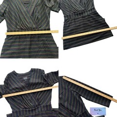 Eci Womens Small Black Multi Metallic Knit Stripe 3/4 Sleeve V-neck Sheath Dress