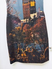 Akris Wedding Tower Building Print Wool Dress Darmstadt Germany Trees Clock 8