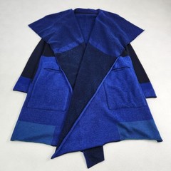 ISSEY MIYAKE cardigan long length coatigan wool blue navy Issey Miyake size 2 eq