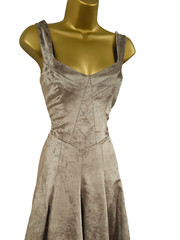 Karen Millen 12 UK Vintage Taupe Sweetheart Crushed Velvet 50&rsquo;s Fit Flare Dress