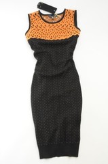 WAGGON PARIS Luxury feltlike ginger neck knitted bodycone dress UK 8 / S