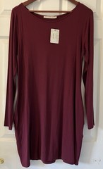 Peruvian Connection Wine Astrid Dress Size Medium Pockets Viscose New With Tags