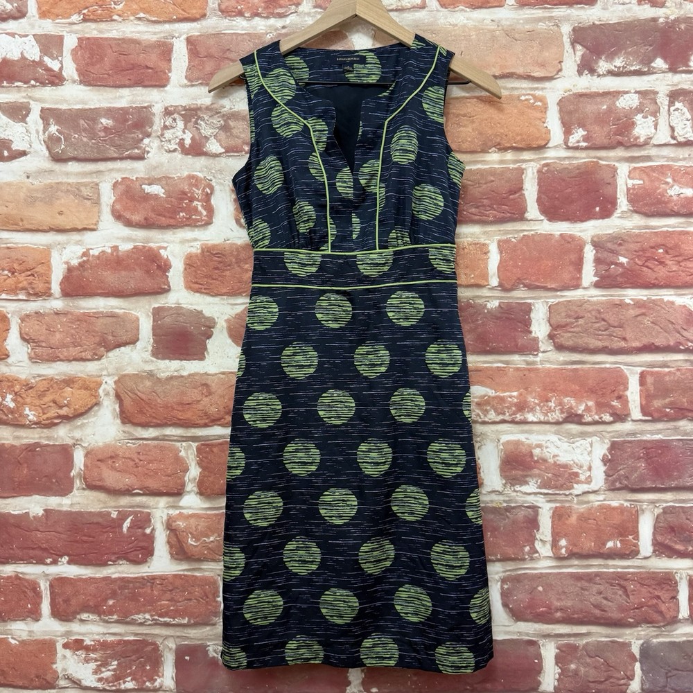 Banana Republic Dress Womens 0 Multicolor Polka Dot Abstract Casual Career Wear