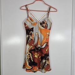 Urban Outfitters Pretty Please Marble Print Cut Out Dress Womens S Orange Y2K