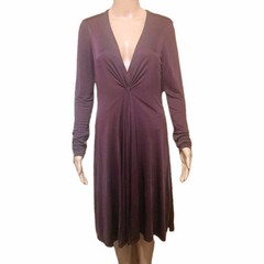 Laundry By Design Bordeaux / Plum Ruched Stretch Jersey Knit MIDI Dress Sz Sm