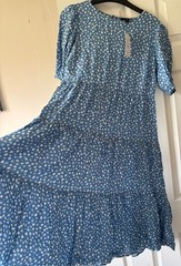 BNWT Blue Spot NEW LOOK Tiered Summer Midi Smock Dress 10 Petite
