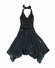 Vintage Jodi Kristopher Black/Gold Glitter Dot Halter Fit & Flare Dress XS/S